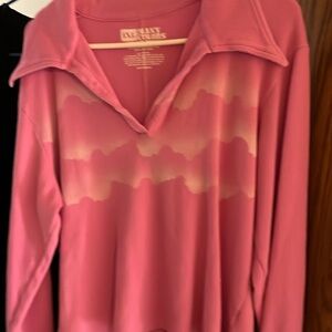 Big Bud Press Long Sleeve Fisherman pink with clouds 70s Collar Polo Shirt